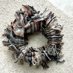 LIKE NEW Women's Infiniti Scarf - Shades of Brown, Gray, and Forrest Green- 28"